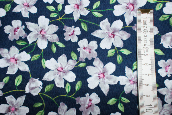 Designer-Baumwollstoff FLORAL VINE navy (10 cm)